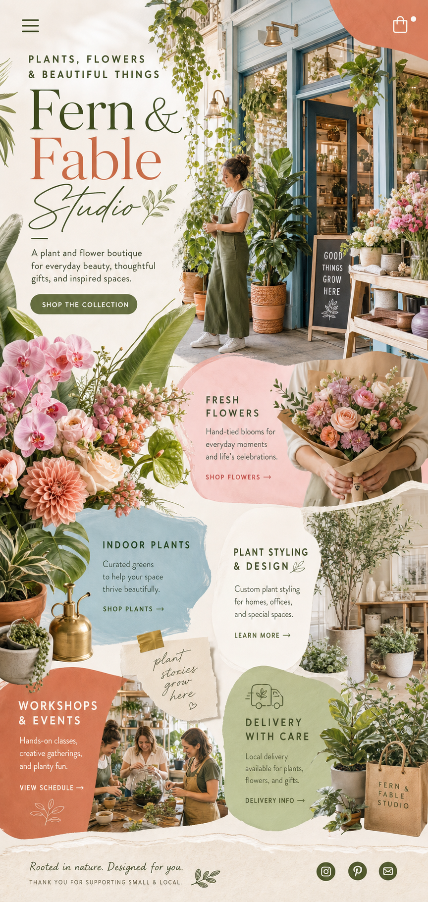 Fern & Fable Studio plant and flower boutique display